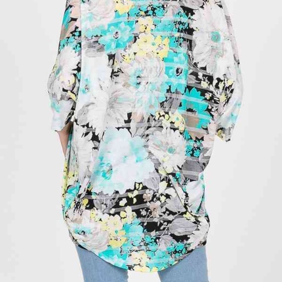 💥SALE💥Turquoise/White Floral Kimono - Picture 3 of 3